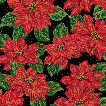 Poinsettias at Christmas CF17630-BLACK by Jennifer Bosworth for Riley Blake Designs, Image