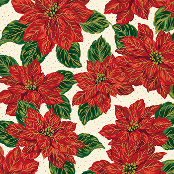 Poinsettias at Christmas CF17630-CREAM by Jennifer Bosworth for Riley Blake Designs, Image