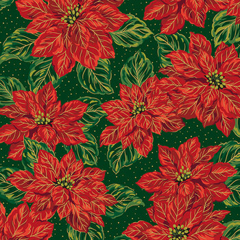 Poinsettias at Christmas CF17630-GREEN by Jennifer Bosworth for Riley Blake Designs, Image