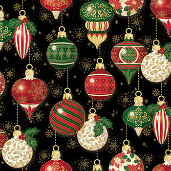 Poinsettias at Christmas CF17631-BLACK by Jennifer Bosworth for Riley Blake Designs, Image