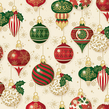 Poinsettias at Christmas CF17631-CREAM by Jennifer Bosworth for Riley Blake Designs, Image