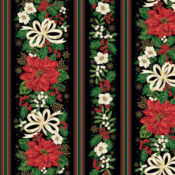 Poinsettias at Christmas CF17637-BLACK by Jennifer Bosworth for Riley Blake Designs, Image
