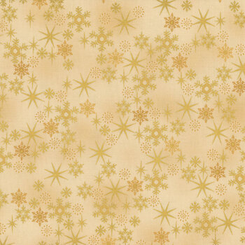Stof Christmas 2026 - Snow Crystals 4593-206 Tan/Gold Snow Crystals and Stars by Stof Fabrics, Image