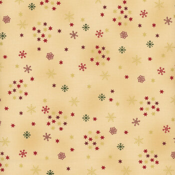 Stof Christmas 2026 - Snow Crystals 4593-207 Tan/Gold Crystals and Stars by Stof Fabrics, Image
