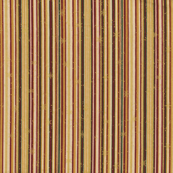 Stof Christmas 2026 - Snow Crystals 4593-212 Tan/Gold Stripes by Stof Fabrics, Image