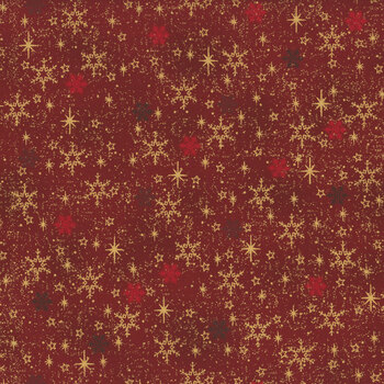 Stof Christmas 2026 - Snow Crystals 4593-403 Red/Gold Snow Crystals by Stof Fabrics, Image