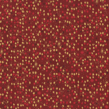 Stof Christmas 2026 - Snow Crystals 4593-404 Red/Gold Diamonds by Stof Fabrics, Image