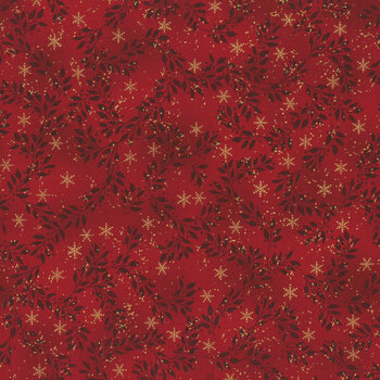 Stof Christmas 2026 - Snow Crystals 4593-414 Red/Gold Branches by Stof Fabrics, Image