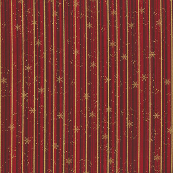 Stof Christmas 2026 - Snow Crystals 4593-415 Red/Gold Stripes by Stof Fabrics, Image