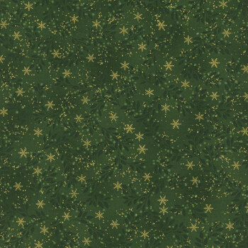 Stof Christmas 2026 - Snow Crystals 4593-806 Green/Gold Branches by Stof Fabrics, Image