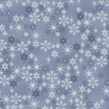 Stof Christmas 2026 - Snow Crystals 4593-612 Light Blue/Silver Snow Crystals and Stars by Stof Fabrics, Image