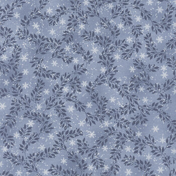 Stof Christmas 2026 - Snow Crystals 4593-615 Light Blue/Silver Branches by Stof Fabrics, Image