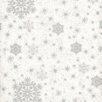 Stof Christmas 2026 - Snow Crystals 4593-100 White/Silver Big Snow Crystals by Stof Fabrics, Image