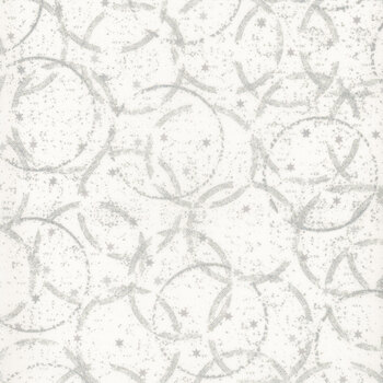 Stof Christmas 2026 - Snow Crystals 4593-101 White/Silver Circles and Small Stars by Stof Fabrics, Image