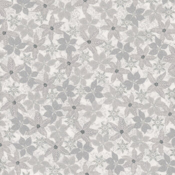 Stof Christmas 2026 - Snow Crystals 4593-102 White/Silver Poinsettias by Stof Fabrics, Image