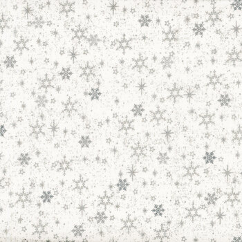 Stof Christmas 2026 - Snow Crystals 4593-104 White/Silver Snow Crystals by Stof Fabrics, Image