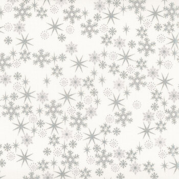 Stof Christmas 2026 - Snow Crystals 4593-105 White/Silver Snow Crystals and Stars by Stof Fabrics, Image