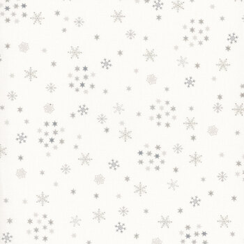 Stof Christmas 2026 - Snow Crystals 4593-106 White/Silver Crystals and Stars by Stof Fabrics, Image