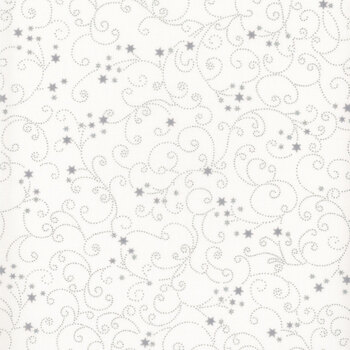 Stof Christmas 2026 - Snow Crystals 4593-108 White/Silver Ornaments and Stars by Stof Fabrics, Image