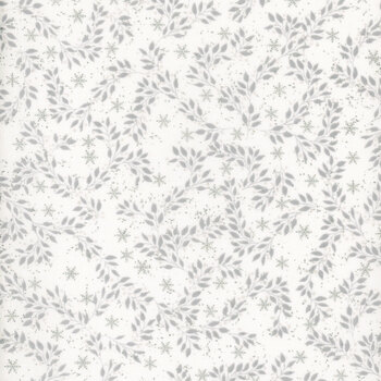 Stof Christmas 2026 - Snow Crystals 4593-109 White/Silver Branches by Stof Fabrics, Image