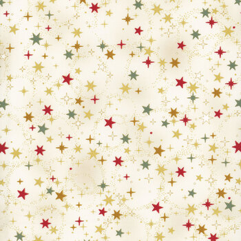 Stof Christmas 2026 - Christmas Time 4593-015 Cream Green/Gold Stars by Stof Fabrics, Image