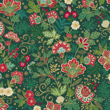 Adorn MU-213-G Green by Makower UK for Andover Fabrics