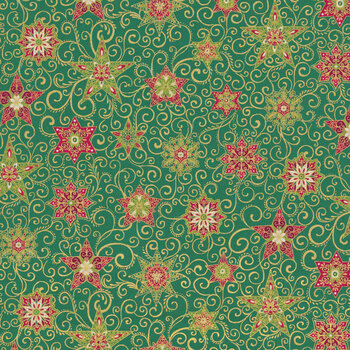 Adorn MU-215-G Green by Makower UK for Andover Fabrics