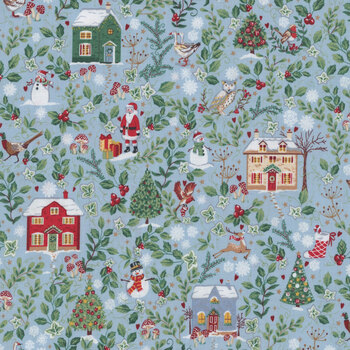 Country Christmas MU-240-B Blue by Makower UK for Andover Fabrics