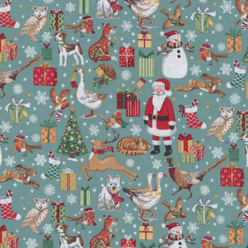 Country Christmas MU-230-T Teal by Makower UK for Andover Fabrics