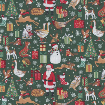 Country Christmas MU-230-G Green by Makower UK for Andover Fabrics