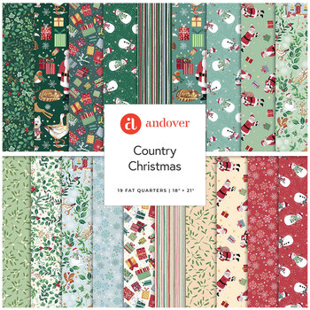 Country Christmas  19 FQ Set by Makower UK for Andover Fabrics, Image