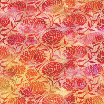 Felicity 3FEL-1 Red Chrysanthemums by Jason Yenter for In The Beginning Fabrics, Image