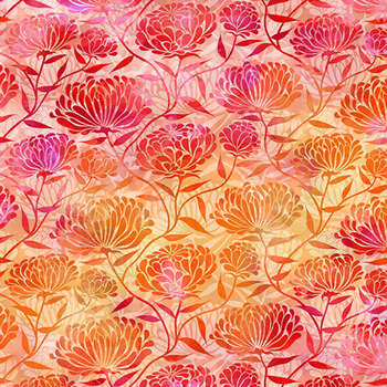 Felicity 3FEL-1 Red Chrysanthemums by Jason Yenter for In The Beginning Fabrics, Image