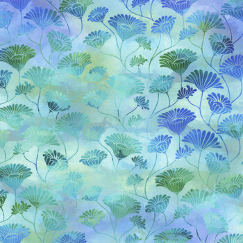 Felicity 4FEL-2 Blue Flower Vines by Jason Yenter for In The Beginning Fabrics, Image