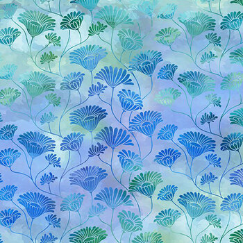 Felicity 4FEL-2 Blue Flower Vines by Jason Yenter for In The Beginning Fabrics, Image