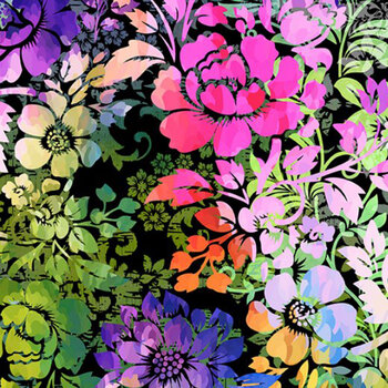 Felicity 2FEL-2 Black Floral by Jason Yenter for In The Beginning Fabrics, Image