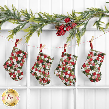  Fast Fusible Patchwork Tiny Stockings Kit - Berry & Pine - Makes 4, Image