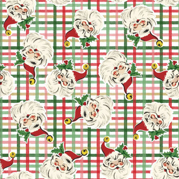 Dancing Santas 24554 Multicolor by Tina Higgins for 3 Wishes Fabrics, Image