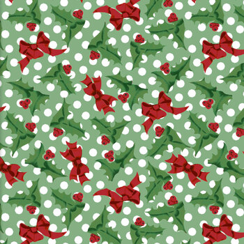 Dancing Santas 24555 Green by Tina Higgins for 3 Wishes Fabrics, Image