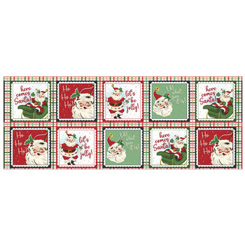 Dancing Santas 24556 Multicolor by Tina Higgins for 3 Wishes Fabrics, Image