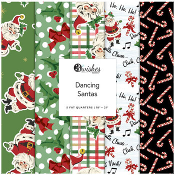 Dancing Santas  5 FQ Set by Tina Higgins for 3 Wishes Fabrics, Image
