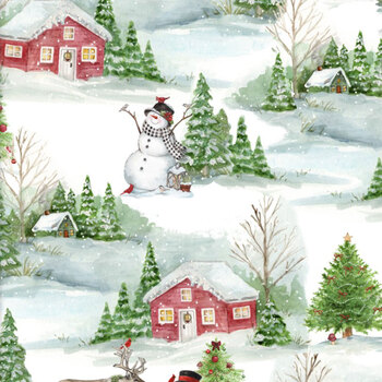 Frosty Hollow 24601 White by Melinda Hipsher for 3 Wishes Fabrics, Image