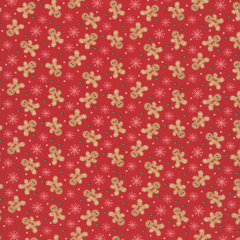 Very Merry Gingerbread 24611 Red by Beth Albert for 3 Wishes Fabrics