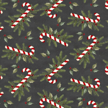 Very Merry Gingerbread 24612 Charcoal by Beth Albert for 3 Wishes Fabrics, Image