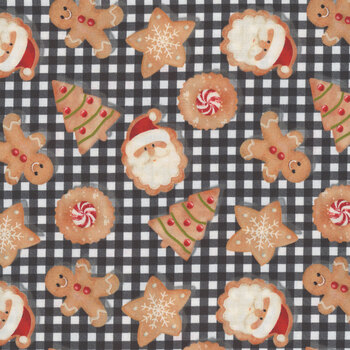 Very Merry Gingerbread 24614 Black by Beth Albert for 3 Wishes Fabrics