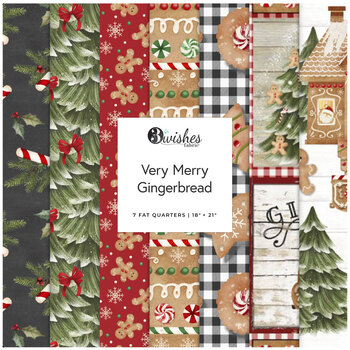 Very Merry Gingerbread  7 FQ Set by Beth Albert for 3 Wishes Fabrics, Image