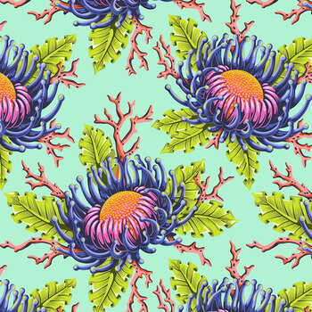 Floral Reef PWTP265.SEAFOAM by Tula Pink for FreeSpirit Fabrics, Image