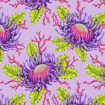 Floral Reef PWTP265.ULTRAVIOLET by Tula Pink for FreeSpirit Fabrics, Image
