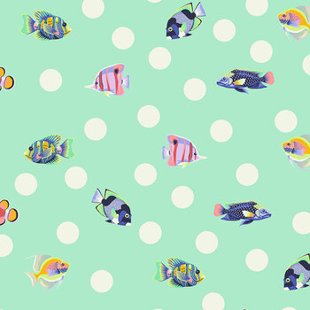 Floral Reef PWTP268.SEAFOAM by Tula Pink for FreeSpirit Fabrics, Image