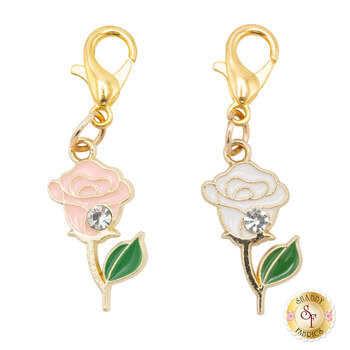 Enamel Roses Zipper Pull Charms - 2ct, Image